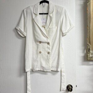 NWT L'Academie Misha Short Sleeve Blazer in White Size S